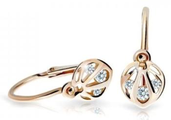 Cutie Jewellery Slušivé detské náušnice z ružového zlata C2265-10-X-4 biela