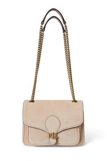 Kožená kabelka Lauren Ralph Lauren béžová farba, 431974553