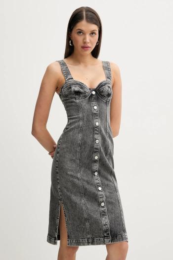 Rifľové šaty Moschino Jeans šedá farba, mini, priliehavá, 0457 3219