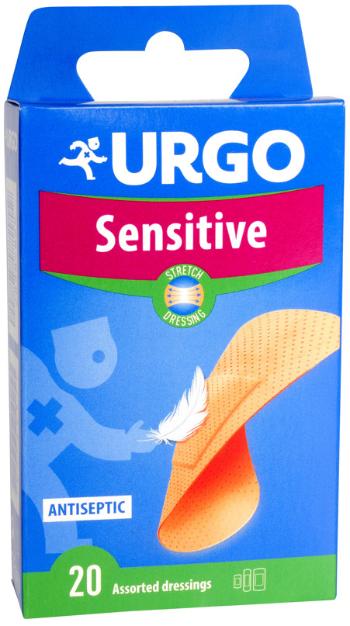 URGO Sensitive Stretch Náplasť antiseptická, citlivá pokožka, 3 veľkosti 20 ks