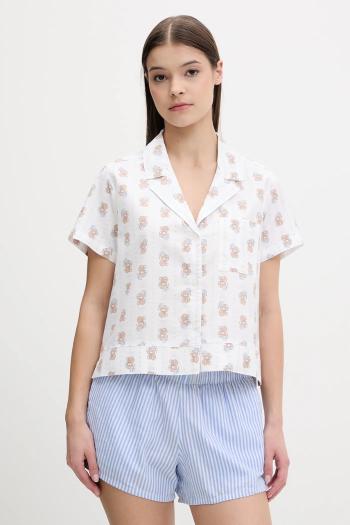 Bavlnená pyžamová košeľa Hollister Co. biela farba, bavlnené, KI346-5055