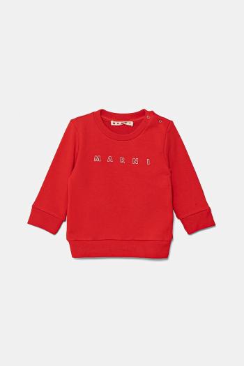 Bavlnená mikina pre bábätká Marni MS319B SWEAT-SHIRT červená farba, s potlačou, M01437