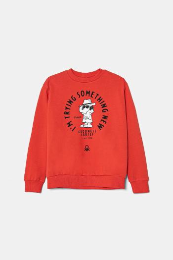 Detská mikina United Colors of Benetton červená farba, s potlačou, 3UNIC10NH