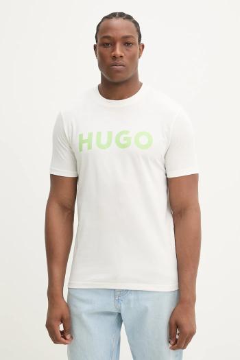 Bavlnené tričko HUGO pánske, čierna farba, s potlačou, 50467556