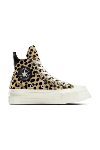 Kožené tenisky Converse Chuck 70 De Luxe Heel Squared béžová farba, A12814C