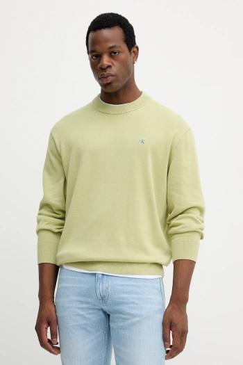 Bavlnený sveter Calvin Klein Jeans zelená farba, ľahký, LV04RC309G