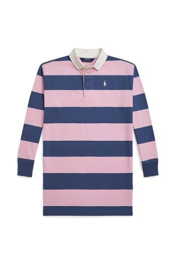 Dievčenské bavlnené šaty Polo Ralph Lauren ružová farba, mini, oversize, 313971038001