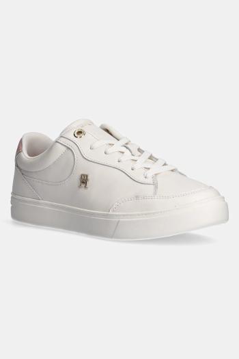 Kožené tenisky Tommy Hilfiger ESSENTIAL CHIC COURT SNEAKER biela farba, FW0FW08322