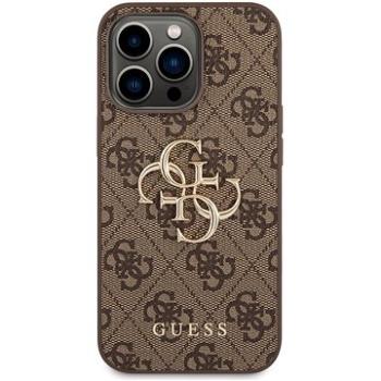 Guess PU 4G Metal Logo Zadný Kryt pre iPhone 14 Pro Max Brown (GUHCP14X4GMGBR)
