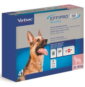 EFFIPRO DUO L 4 x 2,68ml spot-on pipeta proti kliešťom a blchám pre psy od 20 do 40kg