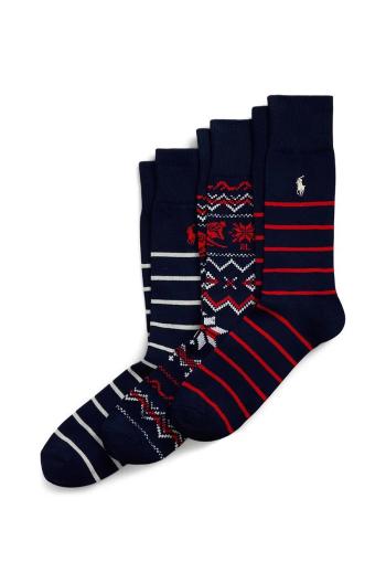 Ponožky Polo Ralph Lauren 3-pak pánske, šedá farba, 449958864