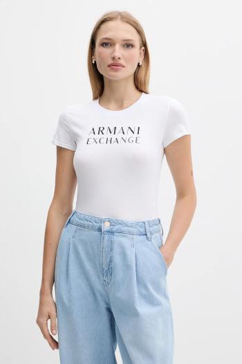 Bavlnené tričko Armani Exchange dámske, biela farba, XW001357 AF10356