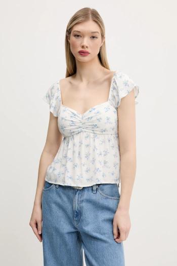 Blúzka Hollister Co. dámska, biela farba, vzorovaná, KI340-5050