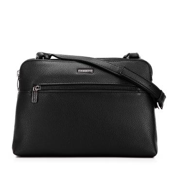 Dámska dvojkomorová crossbody kabelka z ekokože čierno-grafitová 99-4Y-610-1C