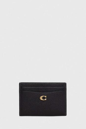 Kožené puzdro na karty Coach Essential Card Case čierna farba