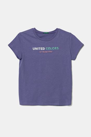 Detské bavlnené tričko United Colors of Benetton fialová farba, 3I1XC10MZ