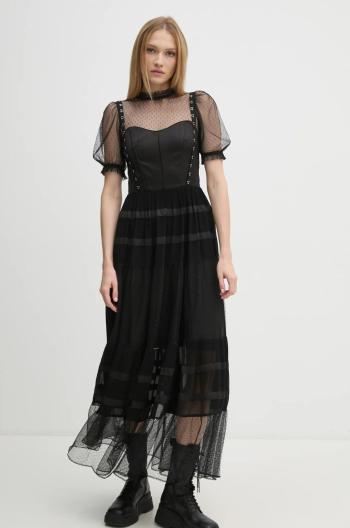 Šaty AllSaints RYLA čierna farba, maxi, áčkový strih, W155DB