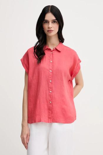Ľanová košeľa United Colors of Benetton béžová farba, regular, s klasickým golierom