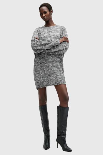 Šaty AllSaints DAZZLE šedá farba, mini, rovný strih, W274DB