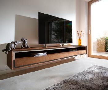 TV stolík Stonegrace 240 cm akáciová hnedá kamenina 4 zásuvky 1