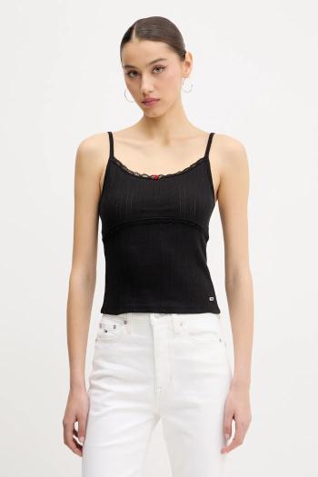 Bavlnený top Tommy Jeans čierna farba, DW0DW20620