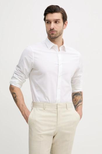 Košeľa Michael Kors pánska, biela farba, regular, s talianskym golierom, CB9409T4CZ