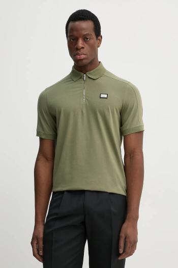 Polo tričko Karl Lagerfeld pánske, zelená farba, s nášivkou, 552221.745020