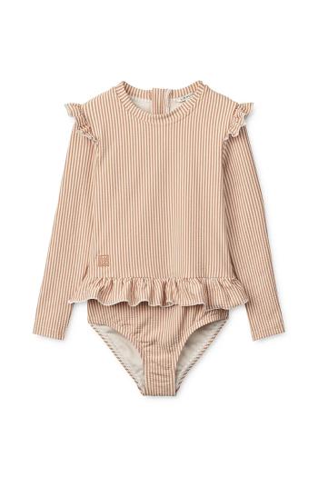 Jednodielne plavky pre bábätká Liewood Sille Baby Seersucker Swimsuit oranžová farba, LW20191