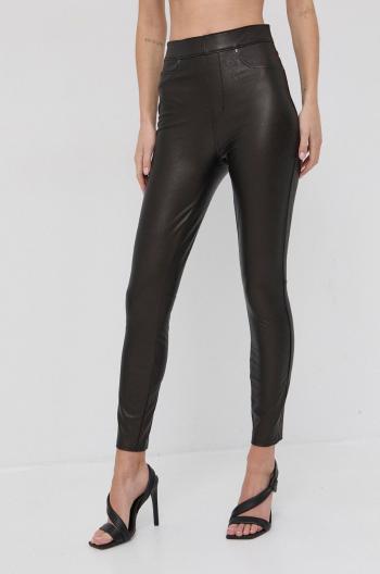 Tvarujúce legíny Spanx Leather-Like Ankle Skinny dámske, hnedá farba, jednofarebné