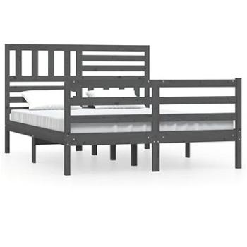 Rám postele sivý masívne drevo 150 × 200 cm 5FT King Size, 3101095