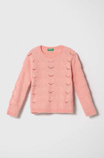 Detský sveter United Colors of Benetton ružová farba, tenký