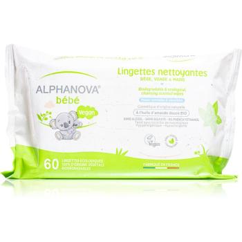 Alphanova Baby Bio extra jemné vlhčené čistiace obrúsky pre deti od narodenia 60 ks