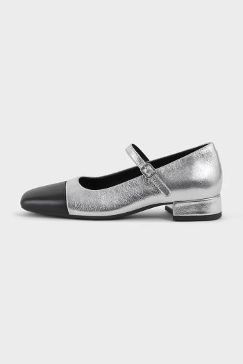 Kožené lodičky Vagabond Shoemakers DEBBI strieborná farba, na podpätku, 5918-019-96