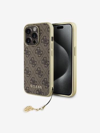 Guess 4G Charm Zadní Kryt pro iPhone 15 Pro Brown Telefontok Lila