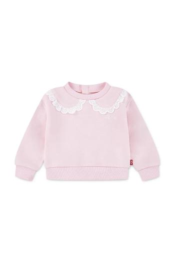 Mikina pre bábätká Levi's PETER PAN COLLAR CREW NECK ružová farba, jednofarebná, 1EN575