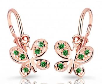 Cutie Jewellery Detské náušnice z ružového zlata C2748-10-X-4 zelená