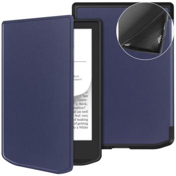 LEATHER Zaklápací kryt pre PocketBook 619 Verse Lite modrý