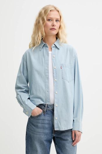 Bavlnená košeľa Levi's HARLIE NEW BF SHIRT šedá farba, voľný strih, s klasickým golierom, 001HM