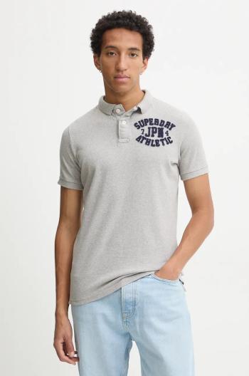 Bavlnené polo tričko Superdry šedá farba, s nášivkou, M1110396A-41Q