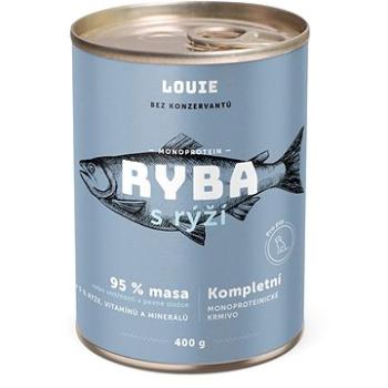 Louie Kompletné krmivo – ryba s kuracím (95 %) s ryžou (5 %) 400 g (8595174345528)