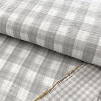 Dvojitá gázovina/mušelín Double sided CHECKS MINI grey