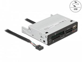 Delock 3.5” USB 2.0 čítačka kariet 5 slotov + 1 x USB 2.0 Typ-A samica