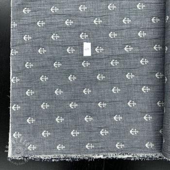 Dvojitá gázovina/mušelín JACQUARD Anchor 2-side faded gray navy II.trieda