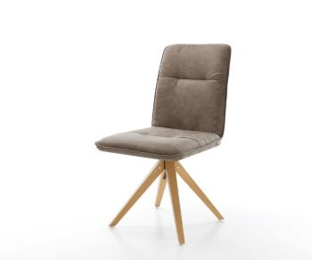 Otočná stolička Vinjo-Flex taupe vintage z mikrovlákna s drevenou