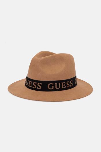 Vlnený klobúk Guess FEDORA béžová farba, vlnený, AW5162 WOL03