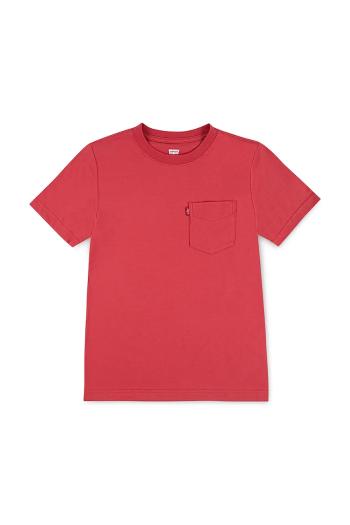 Detské bavlnené tričko Levi's SUNSET POCKET TEE tmavomodrá farba, jednofarebné, 8EM359