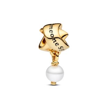 Pandora Pozlátený prívesok Stuha s perlou Shine 763784C01