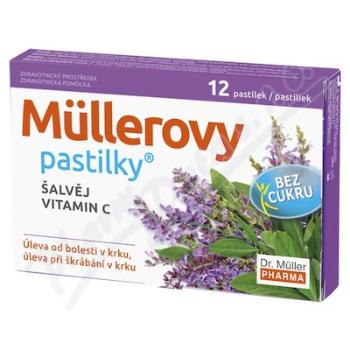 MÜLLEROVE PASTILKY so šalviou bez cukru 12 ks