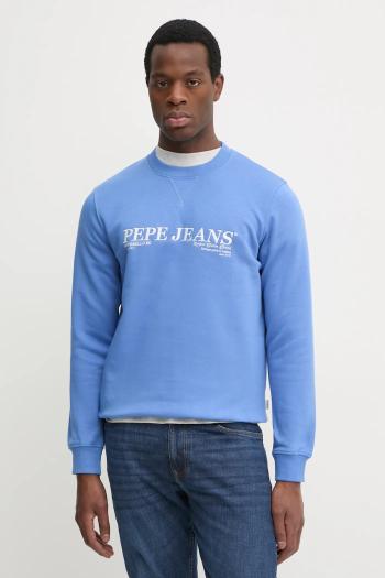 Mikina Pepe Jeans DYLAN CREW pánska, fialová farba, s nášivkou, PM582756