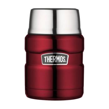 Thermos Style Termoska na jedlo sa skladateľná lyžicou a šálkou - červená 470 ml